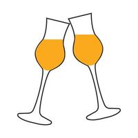 Two glasses with limoncello liqueur isolated on a white background. vector