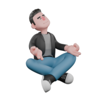 Screenwriter 3D Cartoon Model Design. A Male Screenwriter sits in lotus pose with hands in his lap, fingers forming mudra, contemplative expression. . Cartoon Screenwriter Illustration Design png