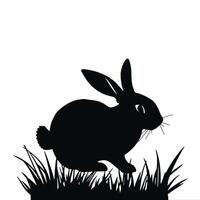 Silhouette of a rabbit in the grass vector