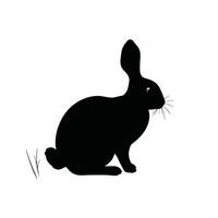 A black and white silhouette of a rabbit vector
