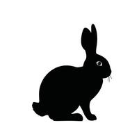 A black and white silhouette of a rabbit vector