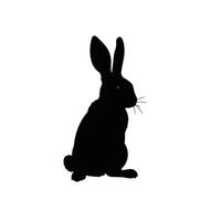 A black and white silhouette of a rabbit vector