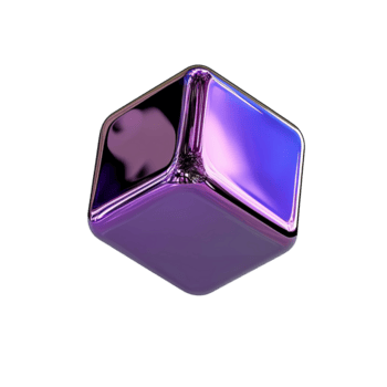 brillante, reflexivo púrpura cubo con suave superficies y moderno diseño. cubo vibrante colores crear sorprendentes visual efecto, haciendo eso ojo atrapando objeto png