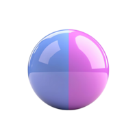 glossy sphere with split design in blue and pink colors, reflecting light beautifully. This vibrant object adds playful touch to any design png