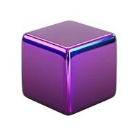 shiny purple cube with reflective surface, showcasing modern design and vibrant colors. This geometric shape adds contemporary touch to any visual composition png