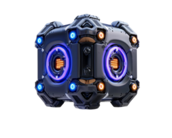 Futuristic sci fi device with glowing lights and intricate design, showcasing advanced technology and innovation. Ideal for digital art and gaming themes png