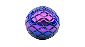 3D sphere with reflective surface, featuring geometric pattern in vibrant purple and blue hues, creating modern and artistic look png