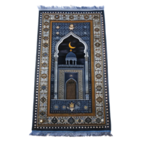 A rug with a mosque and crescent on it png