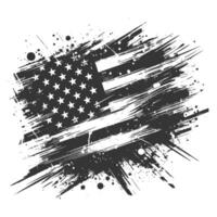 An american flag painted with black ink on a white background vector