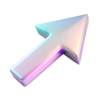 Iridescent arrow sign 3d icon isolated on the transparent background png