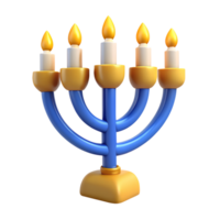 Menorah with candles for Hanukkah 3d illustration isolated png