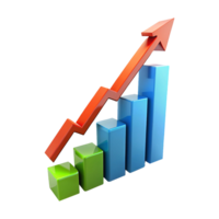A graph with an upward arrow going up png