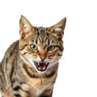 A cat with its mouth open and its teeth showing png