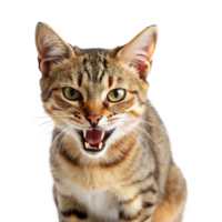 A cat with its mouth open and its eyes wide open png