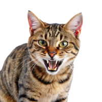 A cat with its mouth open and its teeth showing png