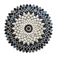 A circular mosaic tile with a flower design png