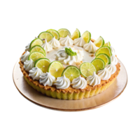 A pie with lime slices and whipped cream png