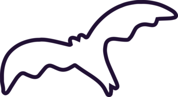 Bat Silhouette in Thin Outline with Angular Wing Design png