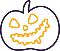 Jack O Lantern with Stitched Smile in Spooky Yellow Outline png