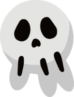 Cartoon Skull with Large Hollow Eyes and Creepy Smile in Gray Tone png