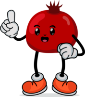 Pomegranate Fruit Mascot Waving Hand with Arms and Legs png