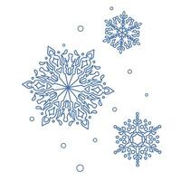 Composition of snowflakes on a white background. Hand-drawn snowflakes in the Scandinavian style. Illustration for postcards, posters, banners, invitations. vector