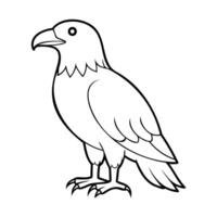 Simple black and white line art of a Bald eagle. The bird is outlined with clean lines vector