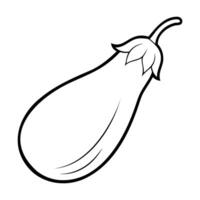 Black and white outline illustration of an eggplant with clean, simple lines vector
