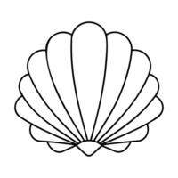 Outline illustration of a scallop shell in a clean, minimalist style vector