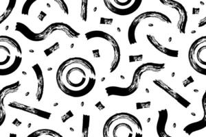 Brush stroke pattern. Seamless background of grunge lines and circles. Organic doodle texture vector
