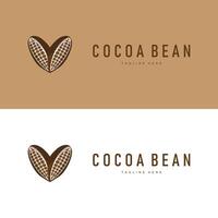 Chocolate Bean Logo, chocolate plant design with simple seed leaf and stem concept, for business branding vector