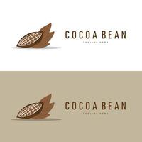 Cocoa Logo design with simple seed leaf vector