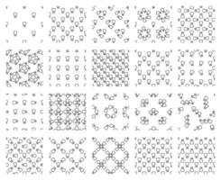 20 dental seamless patterns in a set, human teeth outline sketch vector