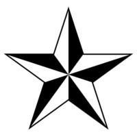 star shape symbol, black and white illustration of five pointed star isolated on white background vector