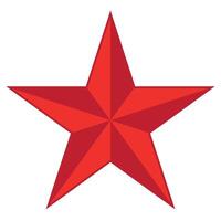 red star shape symbol, illustration of five pointed star isolated on white background vector