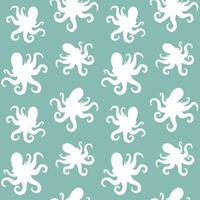 Seamless pattern of sketch octopus silhouette vector