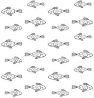Seamless pattern of hand drawn fish vector