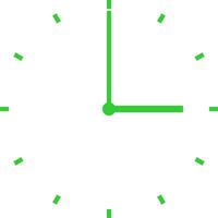 green clock at three vector