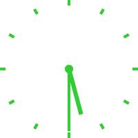green clock at half past five vector