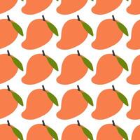 Flat style seamless pattern with mango fruits. Perfect art background for textile, fabric, paper, sale, card. Hand drawn illustration. vector