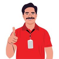store salesman illustration design with red uniform with white background salesman character vector
