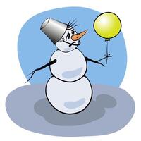 colorful picture with snowman on white background vector