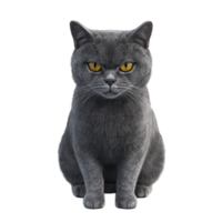 Enigmatic Gray Cat Staring With Yellow Gaze On Transparent Background png