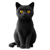 Black Cat With Yellow Eyes On Transparent Background png