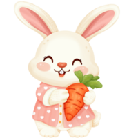 happy rabbit and carrot png