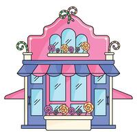 Playful candy shop with colorful lollipops, vector