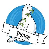 White dove with olive branch and banner, vector