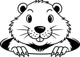Groundhog Peeking from Burrow vector