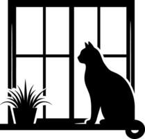 Cat in Window vector