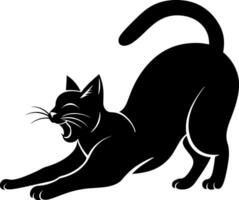 Stretching Black Cat vector